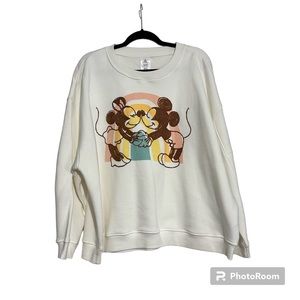 NWT Disneyland Minnie and Mickey Rainbow Crewneck